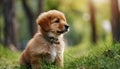 Adorable Red-Haired Puppy. A Playful Day in the Park.