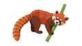 Adorable Red Panda Climbing Bamboo: Endangered Species, vector design Generative AI Royalty Free Stock Photo