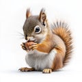 Adorable Red Squirrel Eating Nut White Background Royalty Free Stock Photo