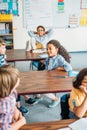 adorable relaxed kids in class