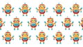 Adorable Robot Character Seamless Pattern for Tech, vector design Generative AI Royalty Free Stock Photo