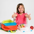 Adorable school girl with healthy lunch Royalty Free Stock Photo