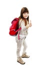 Adorable schoolgirl showing OK sign