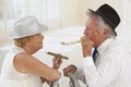 Adorable senior couple partying Royalty Free Stock Photo