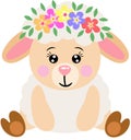 Adorable sheep with wreath floral on head