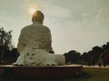 Adorable sitting satuse of lord buddha in garden of silence