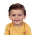 Adorable small child two years old with yellow t-shirt