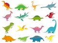 Adorable smiling dinosaurs. Cute baby stegosaurus dinosaur. Prehistoric cartoon animals of jurassic era isolated vector