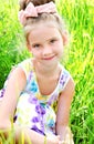 Adorable smiling little girl on the meadow Royalty Free Stock Photo