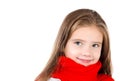 Adorable smiling little girl in red scarf isolated Royalty Free Stock Photo