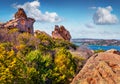 Adorable spring view of outskirts of Palau port, Province of Olbia-Tempio, Italy,