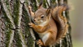 Adorable squirrel climbing tree bark in natural habitat Royalty Free Stock Photo