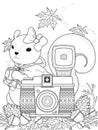 Adorable squirrel coloring page