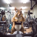 Adorable Squirrel Working out at Gym