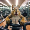 Adorable Squirrel Working out at Gym