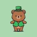 Adorable St. Patricks Day Bear with Leprechaun Hat and Vest Royalty Free Stock Photo