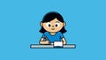 Adorable Student Contemplating Class Task Charming Girl in Thought Vector Art