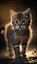 Adorable Tabby Kitten in Natural Lighting .