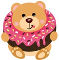 Adorable teddy bear inside a delicious donut