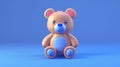 An adorable Teddy bear toy made of 3D moderns. Cartoon minimalist design.