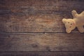 Adorable teddy bear on wooden background