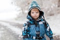 Adorable toddler boy on winter day Royalty Free Stock Photo