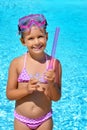 Adorable toddler girl enjoying her summer vacation at beach Royalty Free Stock Photo