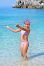 Adorable toddler girl enjoying her summer vacation at beach Royalty Free Stock Photo