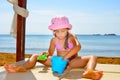 Adorable toddler girl enjoying her summer vacation at beach Royalty Free Stock Photo