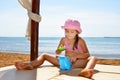 Adorable toddler girl enjoying her summer vacation at beach Royalty Free Stock Photo