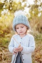 Adorable toddler girl portrait on beautiful autumn day Royalty Free Stock Photo