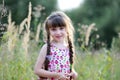 Adorable toddler girl in summer field Royalty Free Stock Photo