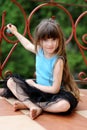 Adorable toddler girl with very long dark hair Royalty Free Stock Photo