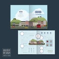 Adorable town scenery half-fold brochure template