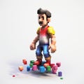 Adorable Toy Sculpture: Colorful 8-bit Pixel Art Of Tom