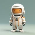 Adorable Toy Sculpture: Orbital Space Outfit Character On Grey Background