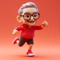 Adorable Toy Sculptures: Animation Character Walking And Running With Glasses