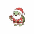 adorable turtle santa with christmas gift Royalty Free Stock Photo
