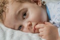 Portrait of little boy in pyjamas before going to sleep Royalty Free Stock Photo