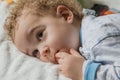 Portrait of little boy in pyjamas before going to sleep Royalty Free Stock Photo