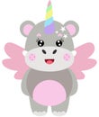 Adorable unicorn hippo with wings