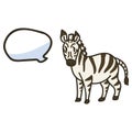 Adorable Vector Cartoon Lineart Zebra Speech Bubble Clip Art. Safari Animal Icon. Hand Drawn Kawaii Kid Motif