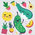 Adorable Vector Illustration of Bright Fruits