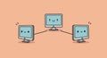 Cute Cartoon Computer Network Connection Illustration Royalty Free Stock Photo