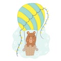 Adorable vector illustration for kids, cute brown bear