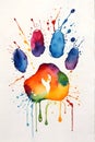 Adorable Watercolor Art Cute Puppy Footprint