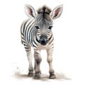 Adorable Watercolor Baby Zebra Clipart on White Background AI Generated Royalty Free Stock Photo