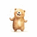 Adorable Watercolor Bear Illustration: Energetic, Joyful, And Optimistic Royalty Free Stock Photo