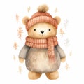 Adorable Watercolor Christmas Bear Greeting