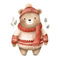 Adorable Watercolor Christmas Bear Greeting